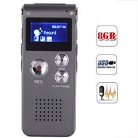 Fishar Digital Voice Recorder with Double Microphones Playback Upgraded Small Tape for Lectures Meetings Interviews USB Charge MP3 Support TF Card up to 8GB,Gray