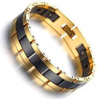 Kstyle Jewelry Tungsten Magnetic Hematite Mens Bracelet black & gold 7.8"