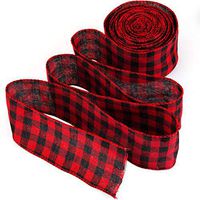 LUTER 236 by 2.5 Inch Red and Black Plaid Burlap Ribbon, Buffalo Plaid Ribbon Wired Ribbon Wrapping Ribbon Christmas Ornaments for Merry Xmas Wedding Festive Home Decorations