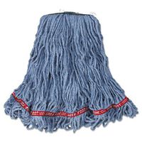 Rubbermaid A11206 Web Foot Looped-End Wet Mop Head, Cotton/Synthetic, Medium Size, Blue, 6/Carton