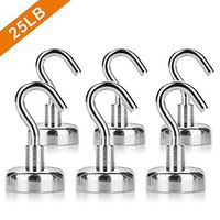 CASEYSD 6PCS Magnetic Hooks, Premium 25LB Neodymium Heavy Duty Magnetic Hooks，Indoor/Outdoor Magnet Hanging Hook for Home, Kitchen, Workplace, Office and Garage