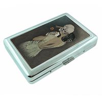 Kissing Skeleton Vintage Macabre Metal Silver Cigarette Case Holder Wallet RFID-blocking