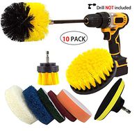 10 Pieces Drill Brush Attachments Set, Scrub Sponge & Scouring Pads, Power Scrubber Brush With Extend Long Attachment All Purpose Cleaning Kit for Bathroom,Kitchen,Upholstery,Grout,Tiles,Shower,Carpet