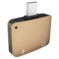 for Samsung S9 USB-C Adapter,2 in 1 USB-C to 3.5mm Audio Adapter Premium Aluminum Converter for Samsung S9 (Gold)