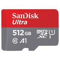 SanDisk 512GB Ultra microSDXC UHS-I Memory Card with Adapter - 100MB/s, C10, U1, Full HD, A1, Micro SD Card -  SDSQUAR-512G-GN6MA