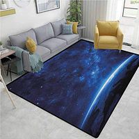 World Novelty Bath Rugs, Earth View at Night from Space Atmosphere Stars Fantastic Cosmic Galaxy Nebula, Durable Carpet Area rug - Living Dinning Room Bedroom Rugs and Carpets(6'x 9') Blue and White