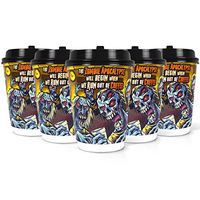 Q Cups 12oz Disposable Paper Coffee Cups with Lids, 50 Count - Funny Zombie Graphic, Double Wall Design - For Bake Sales, Meetings and More - Premium Construction, Quick, Easy Cleanup