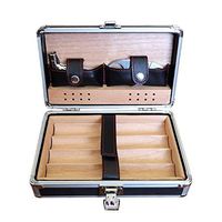 OLT- cigar box Luxury Cigar Travel Humidor, Cedar Wood Lined, Portable Cigar Humidor Case Metal Shell (Color : Black)