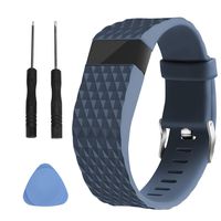 Gealpoor Compatible Replacement Bands for Fitbit Charge HR Waterproof Soft Silicone Replacement Adjustable Band Sports Strap Strap Women Men Large Small (L, Rock Blue)