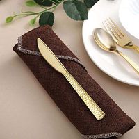 Tableclothsfactory 24 Pack Disposable Plastic Knives | 7"| Gold | BPA Free | Hammered Design
