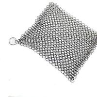 Stainless Steel Cast Iron Cleaner 316L Chainmail Scrubber for Cast Iron Pan Pre-Seasoned Pan Dutch Ovens Waffle Iron Pans Scraper Cast Iron Grill Scraper Skillet Scraper 6x 6 Inch【Ship from USA 】