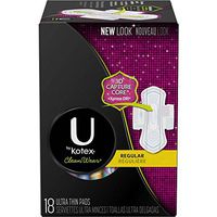 U by Kotex Clean Wear Pads Regular - 18 pads, Pack of 3