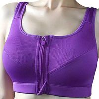 Theoylos Women's Zip Front Sports Bra Push Up Beauty Back Bra Ladies Seamless Bralette Extra-Elastic Fitness Yoga Bra Purple