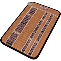 GemsMat - Isabella- Far Infrared Amethyst Jade Obsidian Crystal Stone Tan Mat (32"L x 20"W) - Negative Ion - FIR Therapy - Adjustable Timer & Temperature - Heating Pad (Tan)