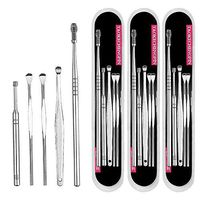Bestgle 4 Set Ear Wax Remover Tools, Stainless Steel Earwax Pick Cleaner Tool Kit, Professional Ear Hygiene Care Sets with Storage Box