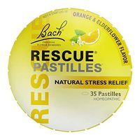 RESCUE PASTILLES, Homeopathic Stress Relief, Natural Orange & Elderflower Flavor - 35 Pastilles