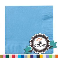 Tiger Chef 48-Pack 2-Ply Light Blue 5 X 5 inch Beverage Bulk Disposable Small Bar Square Paper Napkins for Cocktail Drinks Desserts Weddings Party Decor Party Napkins - Includes Napkin Folding Guide