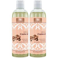 Beauty Aura 100% Pure Castor Oil - Cold Pressed - 16 fl oz (473 ml) - for Healthy Hair, Skin & Nails (Pack of 2)
