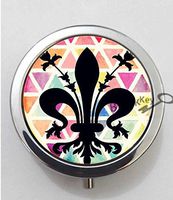 BlackKey Fleur De Lis Design 3-Compartment Decorative Pocket Gift Box Case Organizer for Pill, Color 1 -391