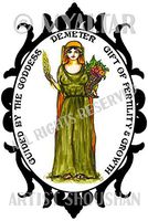 Goddess Demeter Gift of Fertility and Growth 4"x6" Set of 6 Linen Postcards