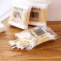 Smartcoco Double Head Women Make-Up Cotton Swab Medical Wood Sticks Nose Ears Cleaning Health Care Tools (300 Pack)