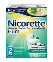 Nicorette Spearmint Burst with Chamomile Flavor Nicotine Stop Smoking OTC Gum 2 mg - 100 Count