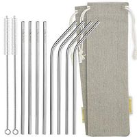STRAWTOPIA Short Reusable Straight Bent Metal Straws (8 Pack) Stainless Steel Straws Drinking Reusable with Case, Cleaning Brushes, Fits 20oz Tumblers, Dishwasher Safe, 6mm Wide (8.5 inches)