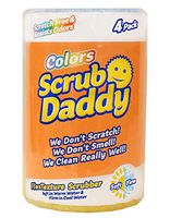 Scrub Daddy Colors - Color Code Cleaning, FlexTexture, Soft in Warm Water, Firm in Cold, Deep Cleaning, Dishwasher Safe, Multi-use, Scratch Free, Odor Resistant, Functional, Ergonomic, (4 Count)