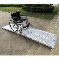 SSLine Upgrade 10FT Wheelchair Ramp w/Support Legs Folding Portable Aluminum Scooter Threshold Ramp Mobility Non-Skid Gangway Loading Traction Ramp with Carry Handle - 500 lbs Weight Capacity