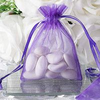 Efavormart 10PCS Purple Organza Gift Bag Drawstring Pouch Wedding Favors Bridal Shower Treat Jewelry Bags - 3"x4"