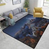 YucouHome Night Print Area Rug Underlay, Dolomites Italy Alps Mountain Landscape with Starry Night Sky Milky Way, Durable Rugs - Living, Dinning, Office, Rooms & Bedrrom, Hallway Carpet(3'x 8')