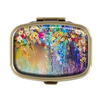Top A Flowers Custom Personalized Square Pill Box Decorative Box Vitamin Container Pocket Or Wallet (Flowers-8)