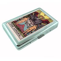Tarot Card The Lovers S8 Silver Cigarette Case Metal Wallet Id Holder 4" X 2.75" RFID Protection