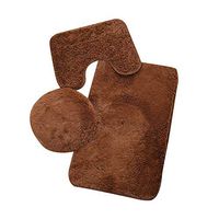 super1798 3Pcs/set Bathroom Toilet Floor Carpet Mat Cover U-Shape Pad Anti-slip Solid Color Coffee