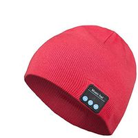 Bluetooth Beanie Hat, Wireless Headphone Beanie, Gifts for Men and Women, Winter Knitting Beanie Cap Bluetooth Earphones, Built-in Microphone Hand-Free Calling(Red)