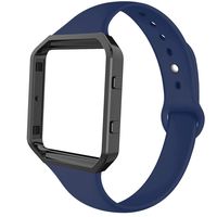AKALE Sport Bands Compatible with Fitbit Blaze, Slim Replacement Narrow Silicone Strap Wristband with Metal Frame Compatible for Fitbit Blaze Smart Fitness Watch-Navy Blue-Small-A