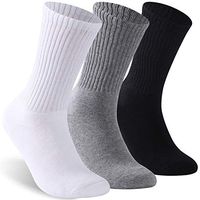 Facool Mens Womens Diabetic Socks, Crew Non Binding Diabete Cotton Socks, Loose Top Crew Fit for Better Circulation,Supersoft Moisture Wicking Wide Sock 3 Pairs Black/Grey/White X-Large