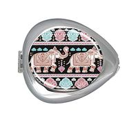 Indian Lotus Ethnic Elephant Tribal Custom Silver Oval Pill Box Pocket Purse Pill Case Medical Tablet Holder Weekly Pill Organizer Decoration Box Wallet