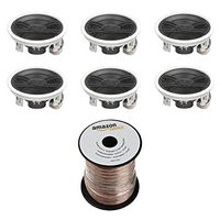 Yamaha NS-IW280CWH 6.5" 3-Way In-Ceiling Speaker System - White (Set of 6 Speakers + AmazonBasic Speaker Wire)