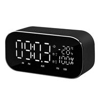 Bluetooth Speaker，Portable Wireless 32 Feet Receiving Range Support TF Card Audio Alarm Clock Temperature LCD Display FM Radio Supper Bass Music Player for Party Home Office（Black）Boens