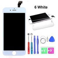 HTECHY Compatible with iPhone 6 Screen Replacement White- Compatible for iPhone 6 Digitizer LCD Touch Screen Display Assembly with Complete Repair Tools Kit Including Screen Protector(4.7 Inch)