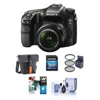 Sony a68 Digital SLR Camera with 18-55mm f/3.5-5.6 DT SAM II Lens - Bundle with Holster Case, 16GB SDHC Card, 62mm Filter Kit, Cleaning Kit, Software Package