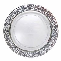 Decor Elegant Disposable Premium Heavy Weight 7.25" Dinner Plates, Inspiration Silver & Clear, 40 Count