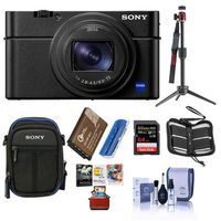Sony Cyber-Shot DSC-RX100 VII Digital Camera - Bundle with 64GB SDXC U3 Card, Table top Tripod, Camera Case, Spare Battery, Memory Wallet, Cleaning Kit, Card Reader, Mac Software Package