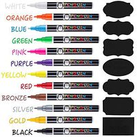 Professional Artist Quality Fine Tip Chalk Markers - Set of 12 Color Liquid Pens Dry Erase + BONUS 24 Chalkboard Stickers