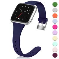 Hamile for Fitbit Versa/Versa 2/SE/Lite Bands, Slim Soft Silicone Wristbands Fitness Straps Replacement Belt for Fitbit Versa Lite Edition Fitness Smart Watch Band, Women Men Kids, Small (Navy)