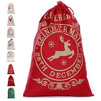 LITTLEGRASS Christmas Decorations Red Santa Sack Personalized for Kids Canvas Burlap Blank Bag Drawstring Special Delivery Extra Large Size 27.5"x19.5" (G)