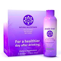 Purple Tree Hangover Prevention Drink & Liver Detox | Dihydromyricetin (DHM), Electrolytes, Milk Thistle, Willow Bark, NAC, Vitamins B & C | No Sugar, No Calories | Lemon Lime (Pack of 6)