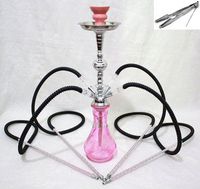 Hookah 4 hose 20" Pink New shisha nargila bar smoking pipe glass water Vase