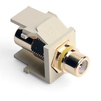 Leviton 40830-BIY QuickPort RCA Jack Connector, Yellow Stripe, Ivory